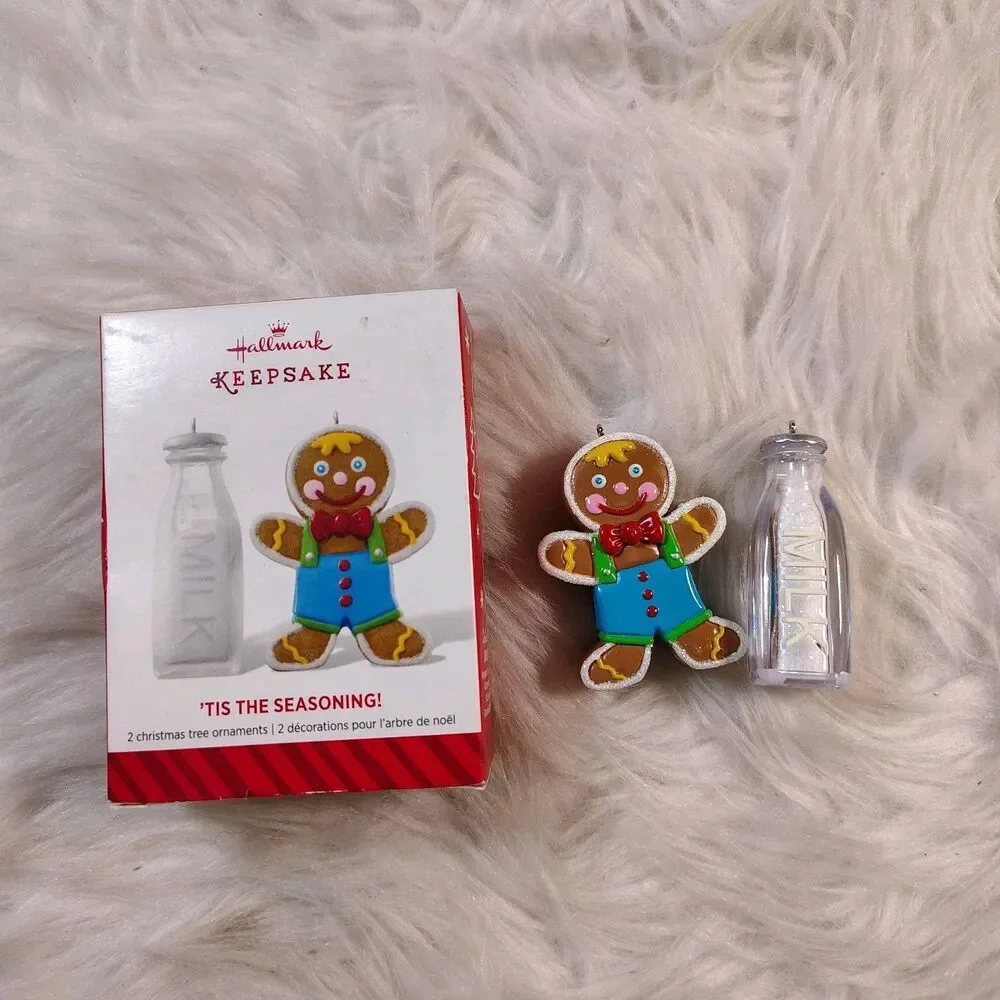 2014 Hallmark Keepsake Ornament Gingerbread Man & Milk Bottle 'Tis the Seasoning